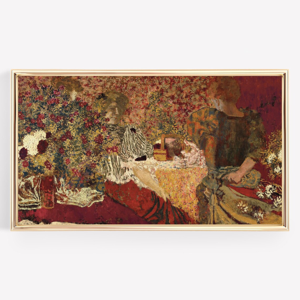 Red Garden Impressionist Floral Women Antique Painting Poster - Image 3