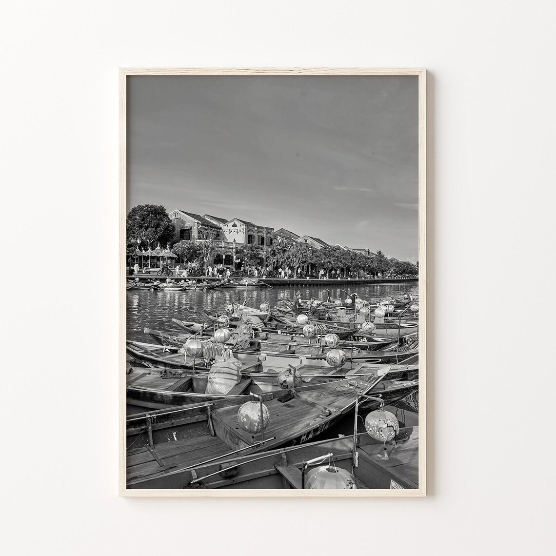 Hoi An Vietnam Ancient Town Travel Poster, Black White - Image 2