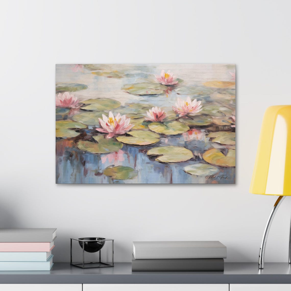 Pink Water Lilies Pond Bloom Classic Floral Art Scene Poster