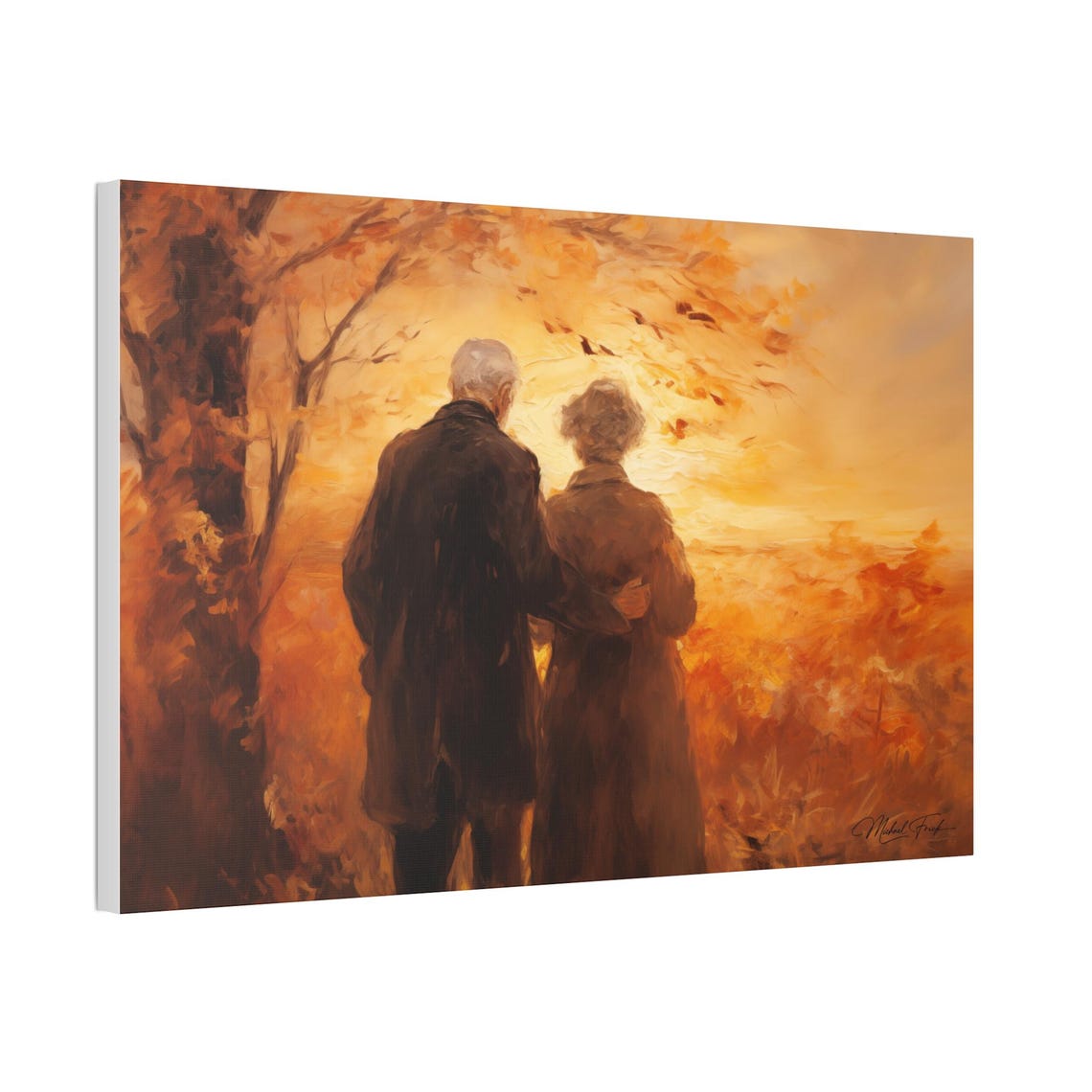 Elderly Couple at Sunset Golden Autumn Romance Evening Walk Poster - Image 5