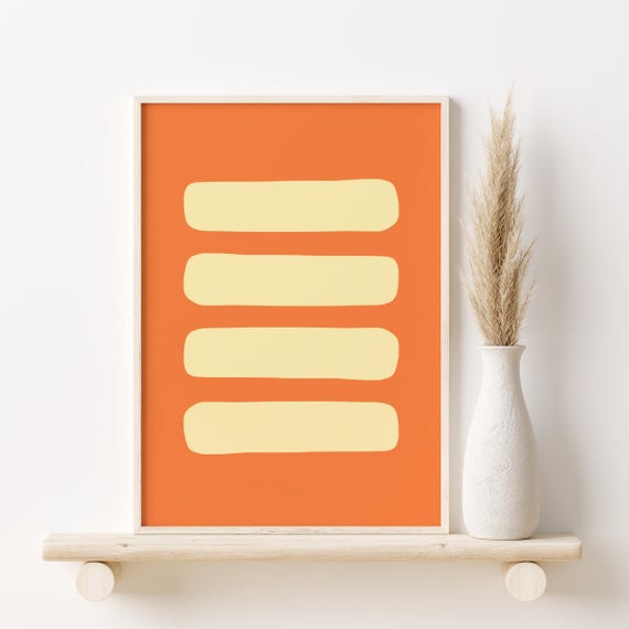 Modern Abstract Wall Art Wall Art Minimalist Geometric Print Bold Orange Poster Scandinavian Home Decor