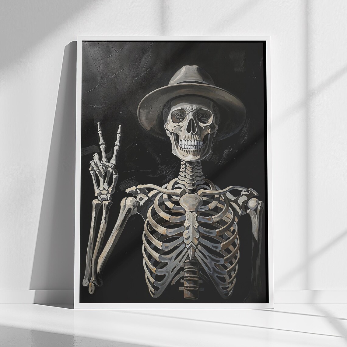 Skeleton Halloween Wall Art Gothic Vintage Print Instant