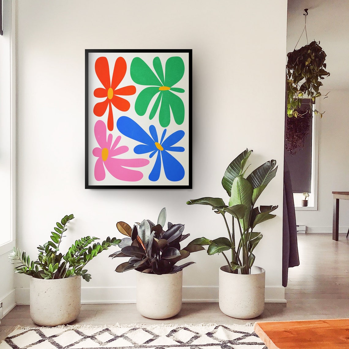 Bold Four Flower Abstract Botanical Modern Colorful Art Print - Image 3