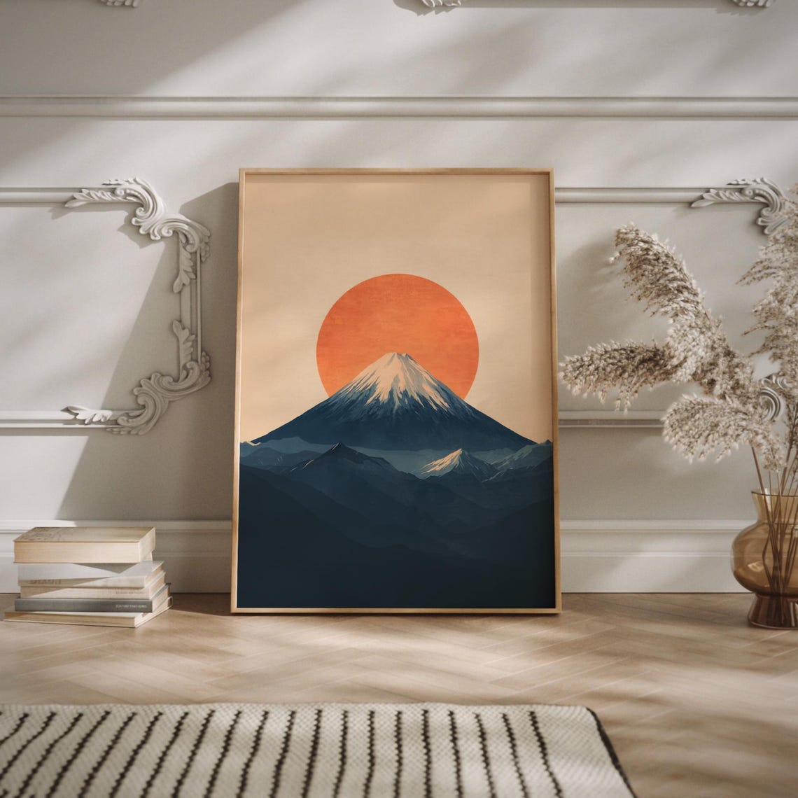 Rising Sun Over Fuji, Japandi Mountain Art Print - Image 2