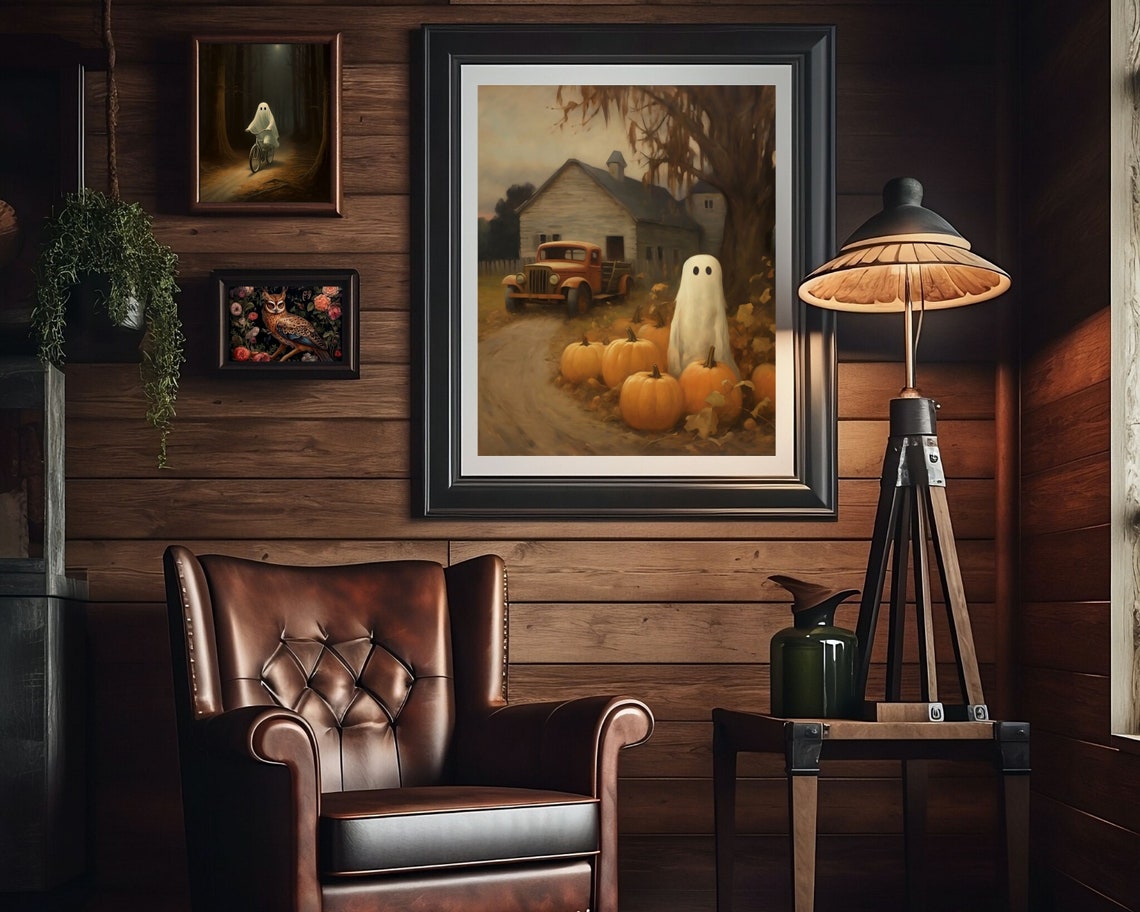Rustic Farmhouse Ghost, Cottagecore Autumn Art Print - Image 3