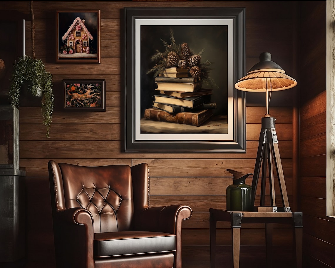 Vintage Books Dark Academia Winter Still Life Art Print - Image 3