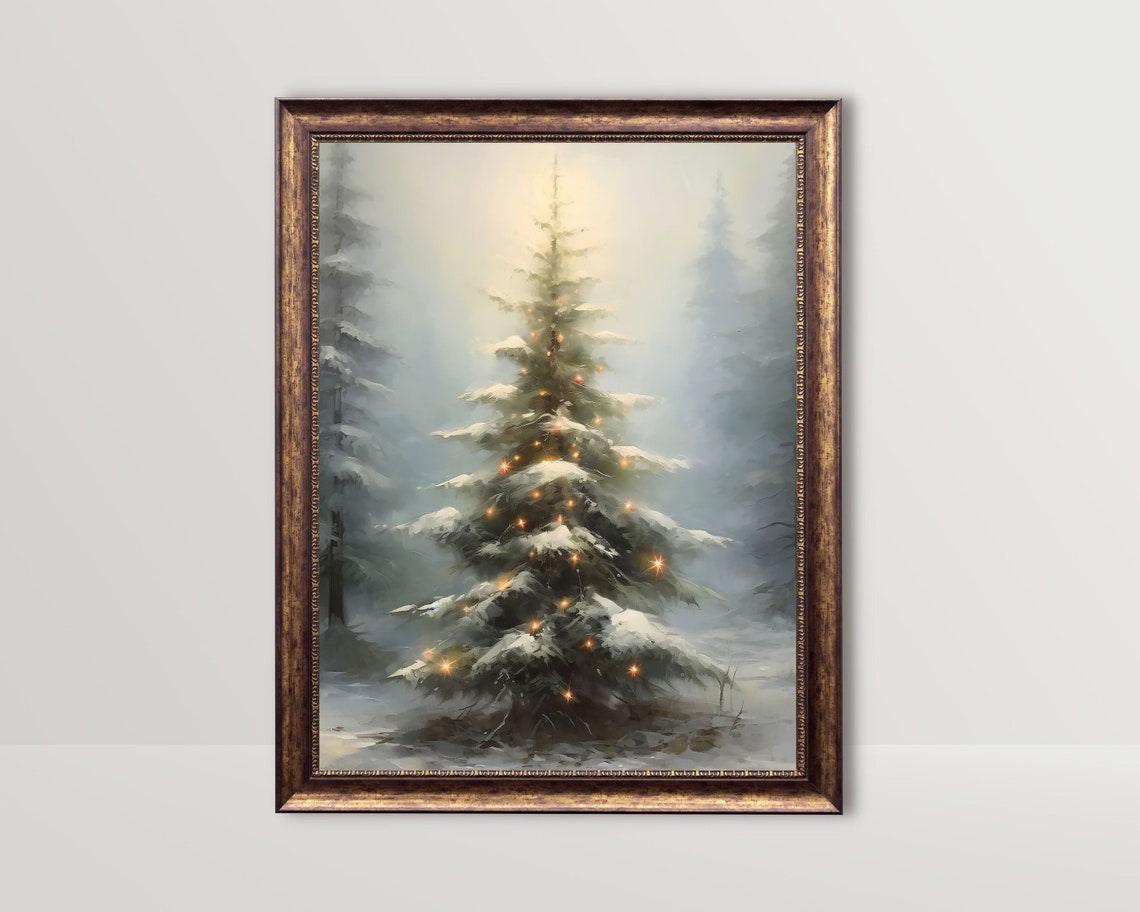 Vintage Rustic Christmas Tree Farmhouse Art Print