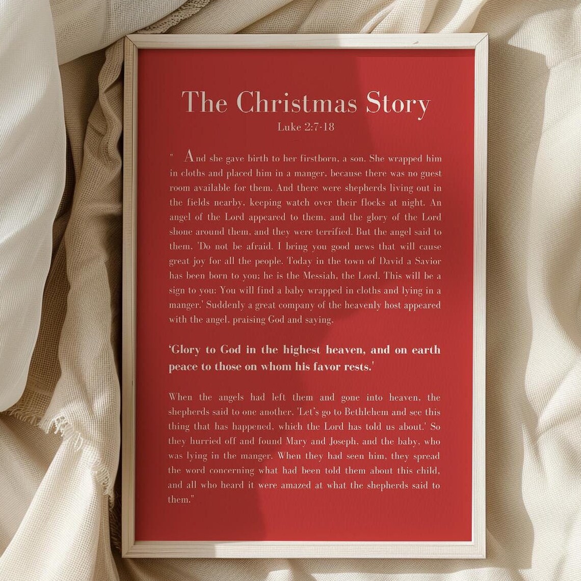 The Christmas Story Luke 2 Red Holiday Scripture Bible Wall Art