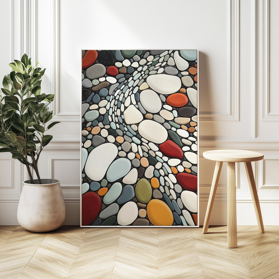 Abstract Pebble Mosaic, Textured Nature-Inspired Design
