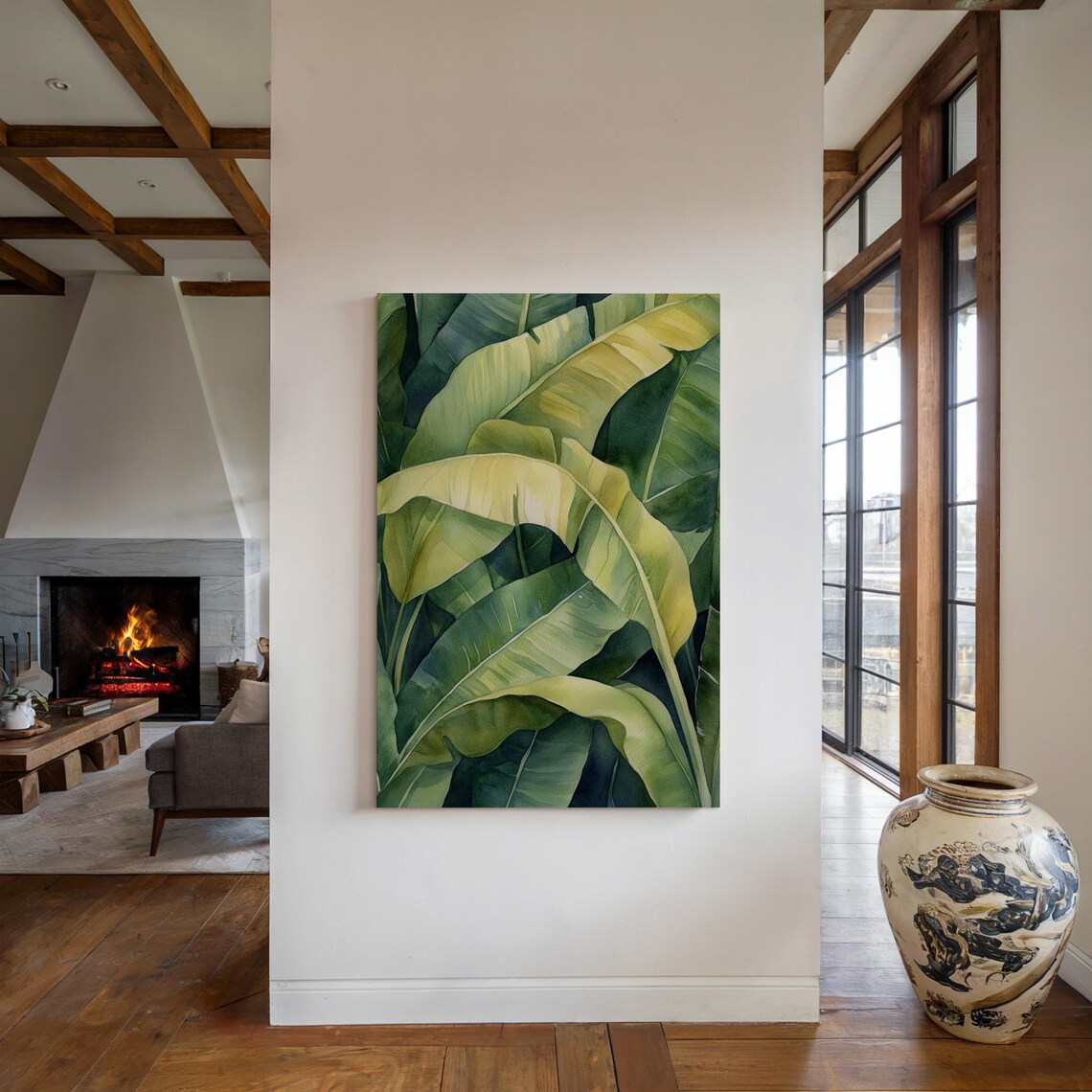 Lush Banana Leaf Watercolor Tropical Botanical Art Print - Image 4