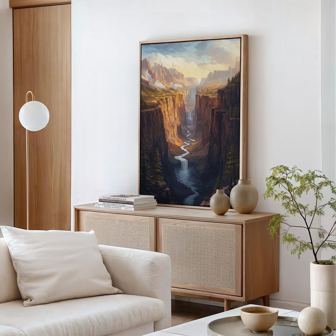 Breathtaking Canyon River Painting Grand Western Landscape Waterfall Valley Art Rustic Desert Wall Print - Image 2
