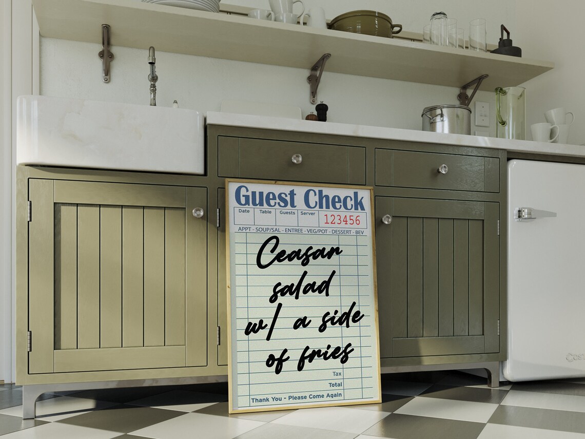 Ceasar Salad With A Side Of Fries Retro Guest Check Quote Poster - Image 4