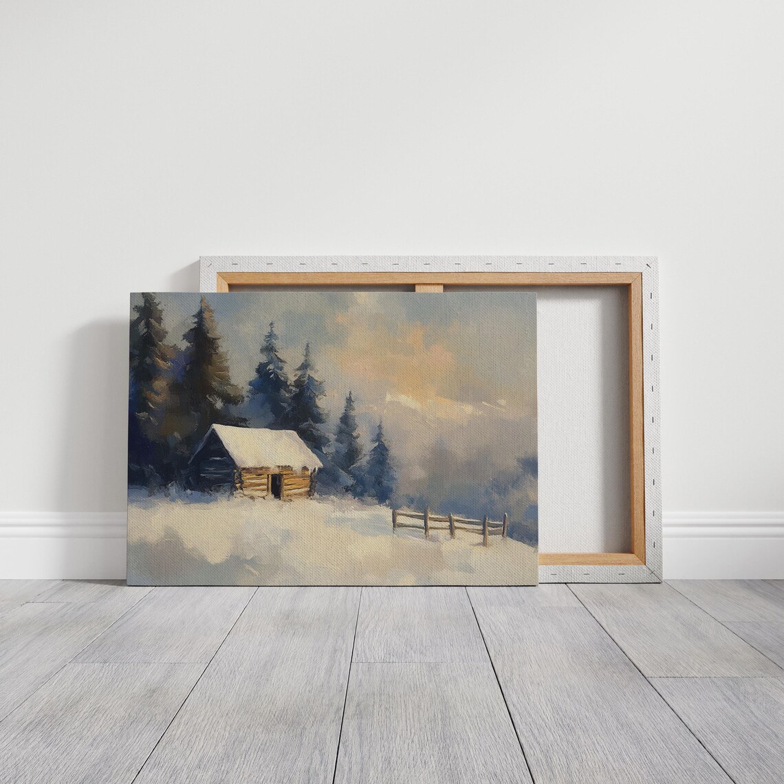 Cozy Winter Cabin in Snowy Landscape, Rustic Mountain Retreat - Image 3