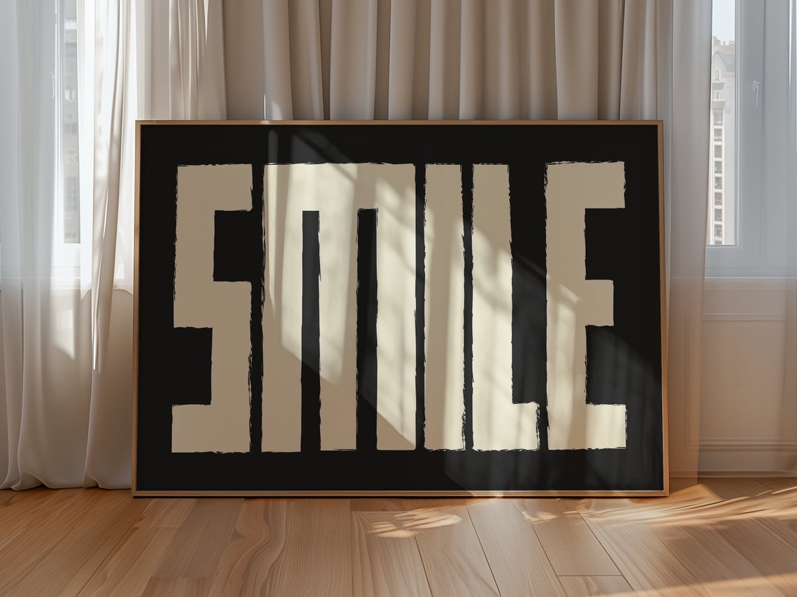 Smile Cream Bold Block Letters Black Retro Typography Wall Poster
