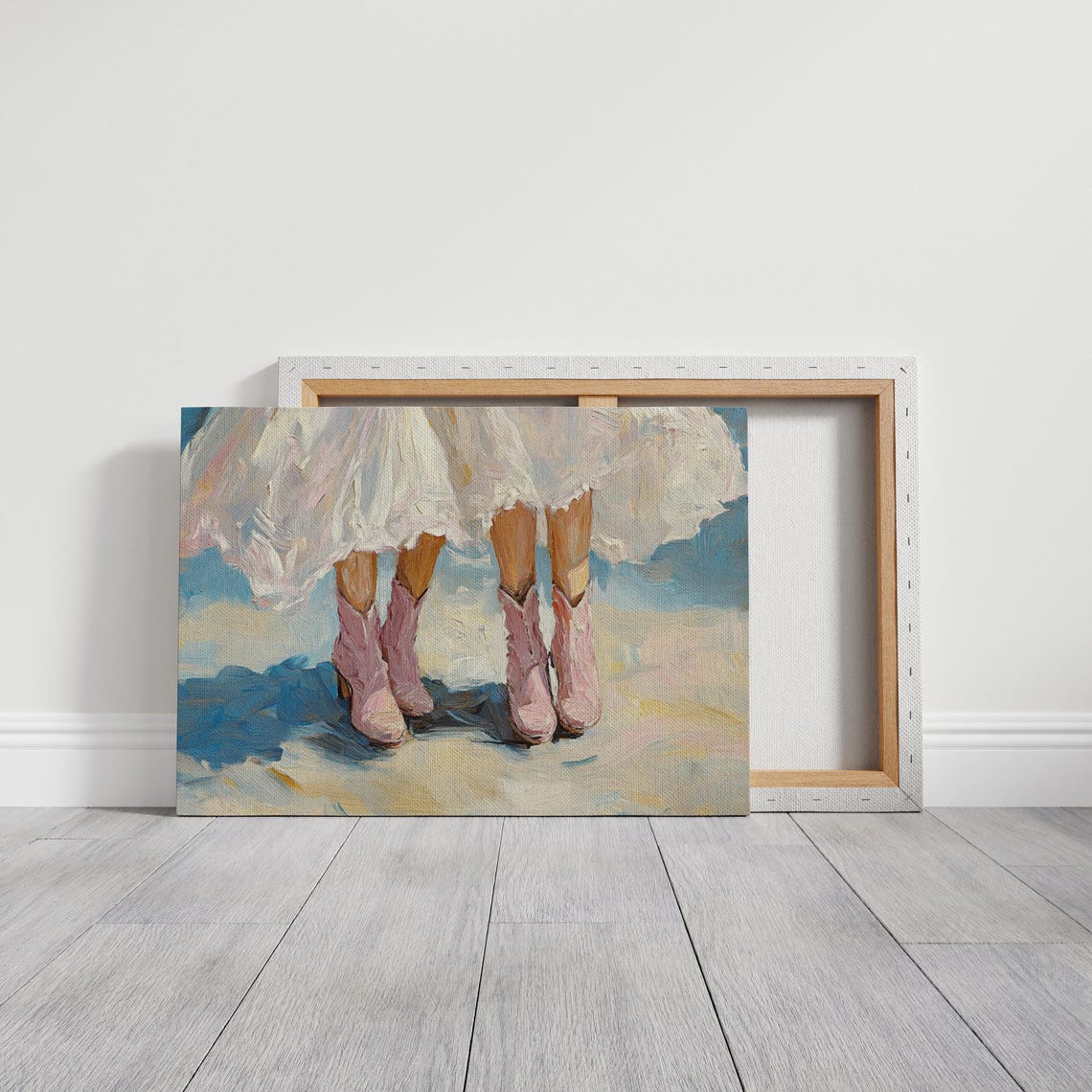 Pink Cowboy Boots Wedding Brides Impressionist Western Wall Art Print - Image 3