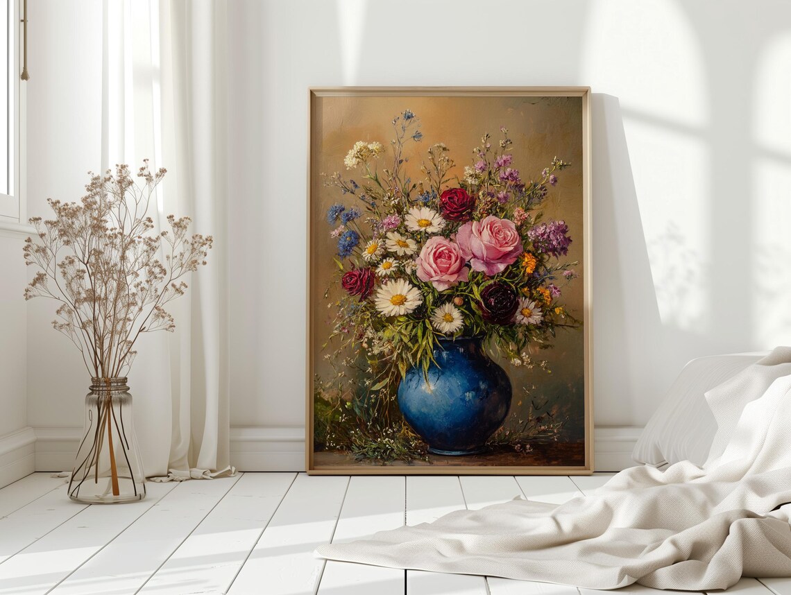 Rustic Floral Still Life, Country Cottage Art Print - Image 5