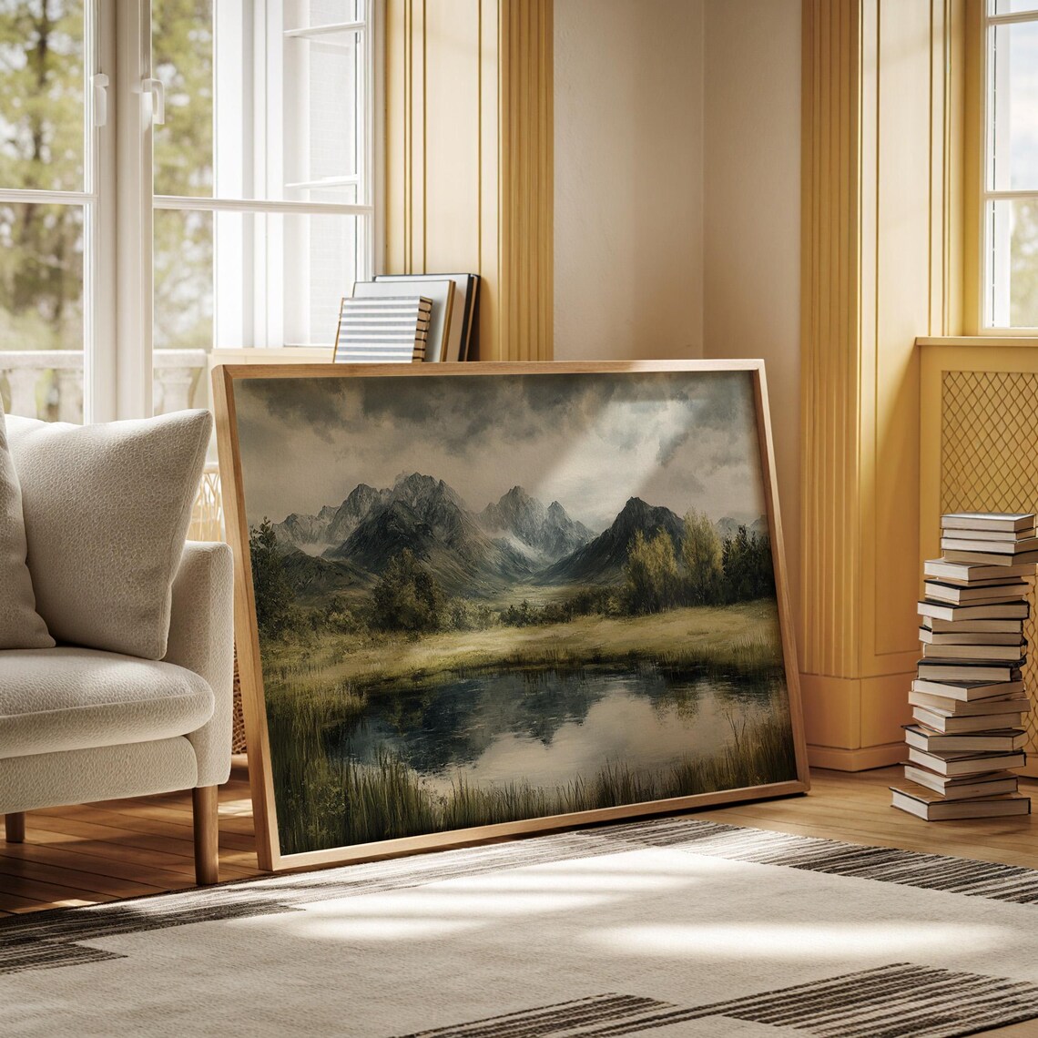 Moody Mountain Landscape, Rustic Nature Art Print - Image 4