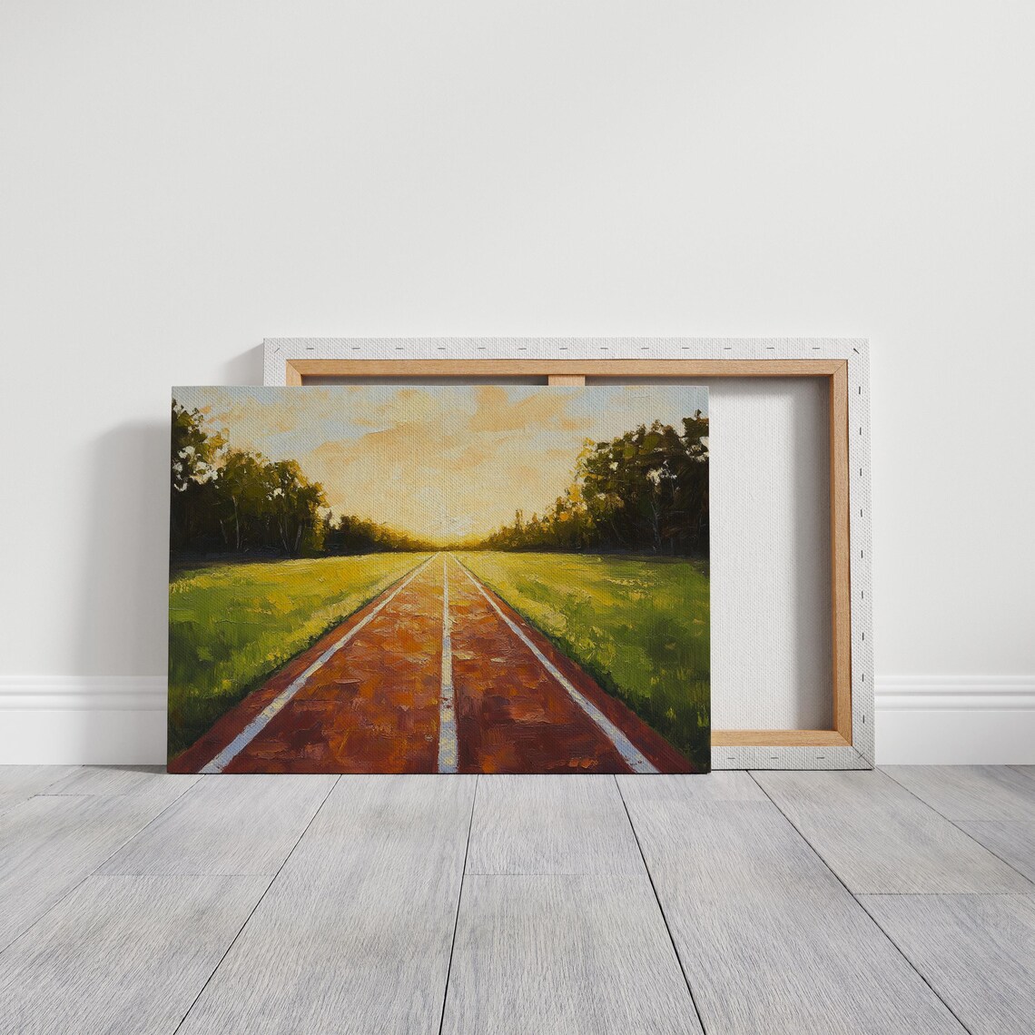 Running Track Golden Sunrise Field Pathway Athletic Sports Art Poster - Image 2