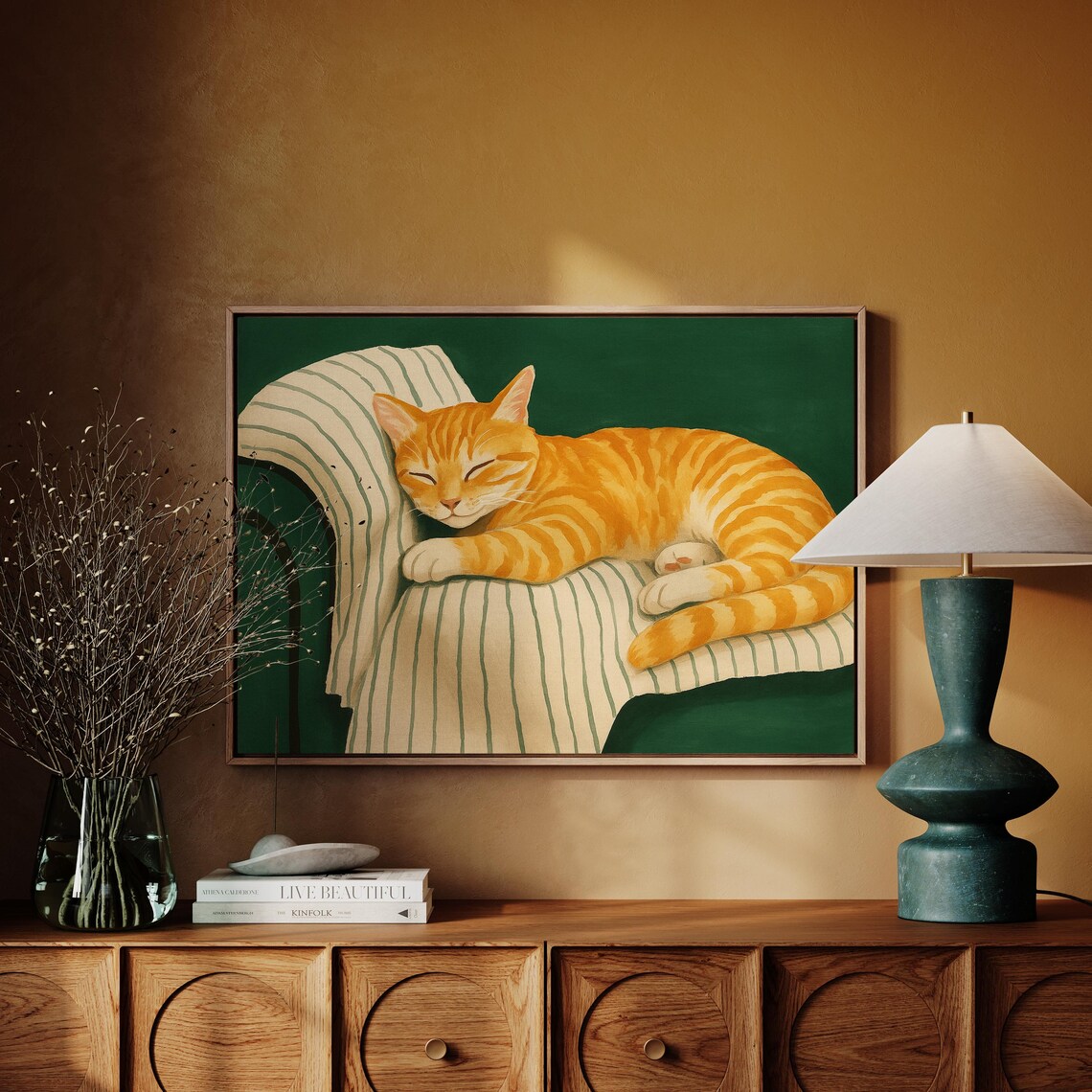 Orange Tabby Cat Sleeping, Cozy Feline Wall Decor - Image 4