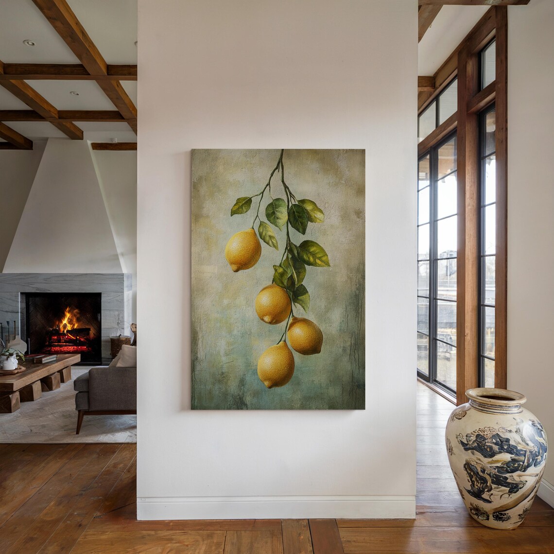 Lemon Branch Still Life, Rustic Mediterranean Decor - Image 4
