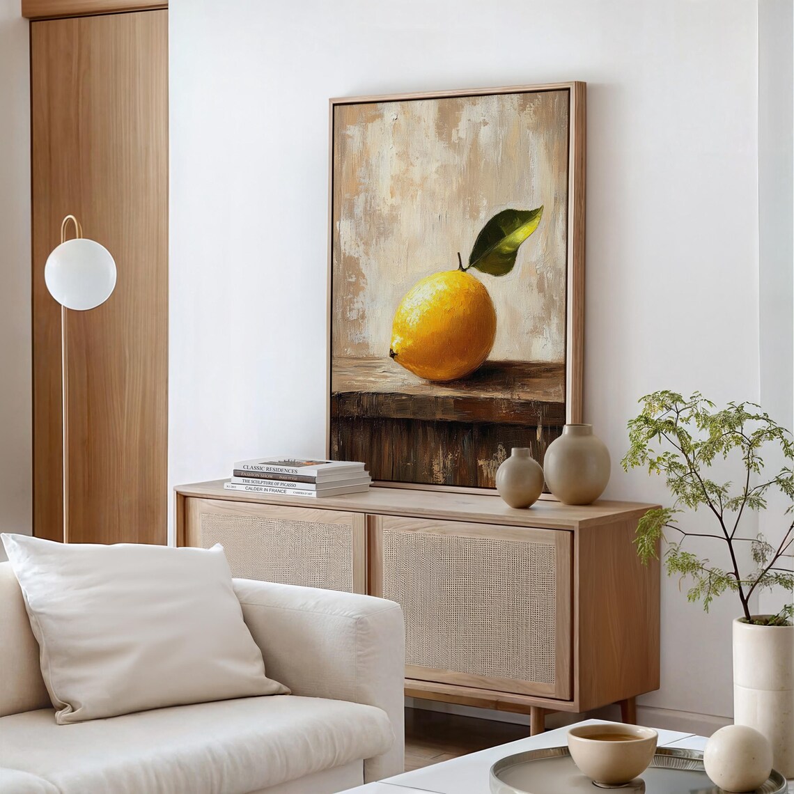 Rustic Lemon Still Life Painting, Kitchen Wall Art - Image 3