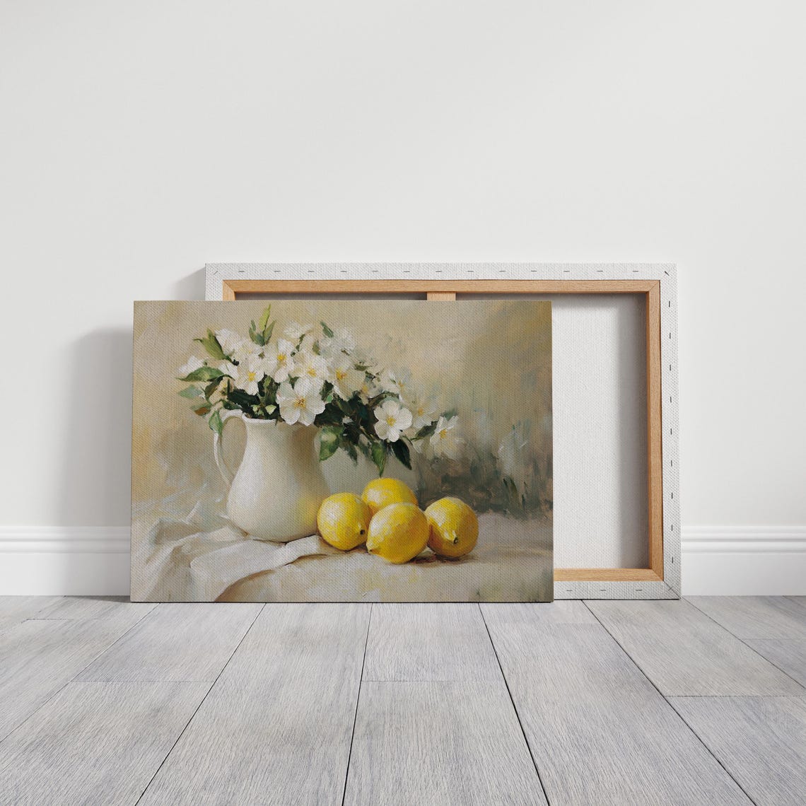 Vintage Still Life White Vase Blossoms Lemons Classic Kitchen Poster - Image 2