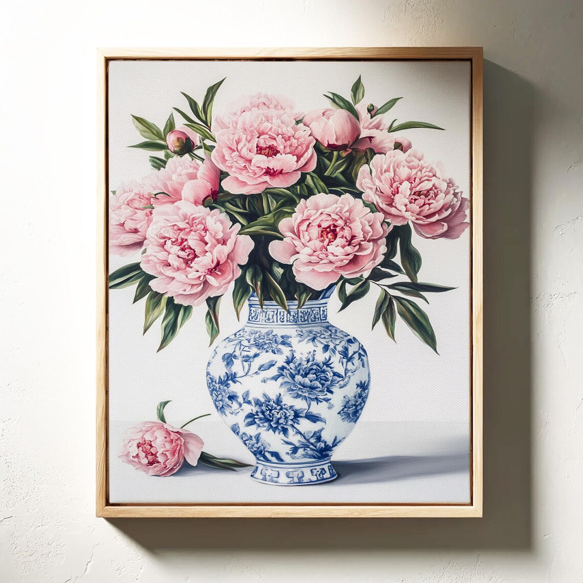 Pink Peonies In Blue White Porcelain Vase Elegant Floral Art Poster - Image 5