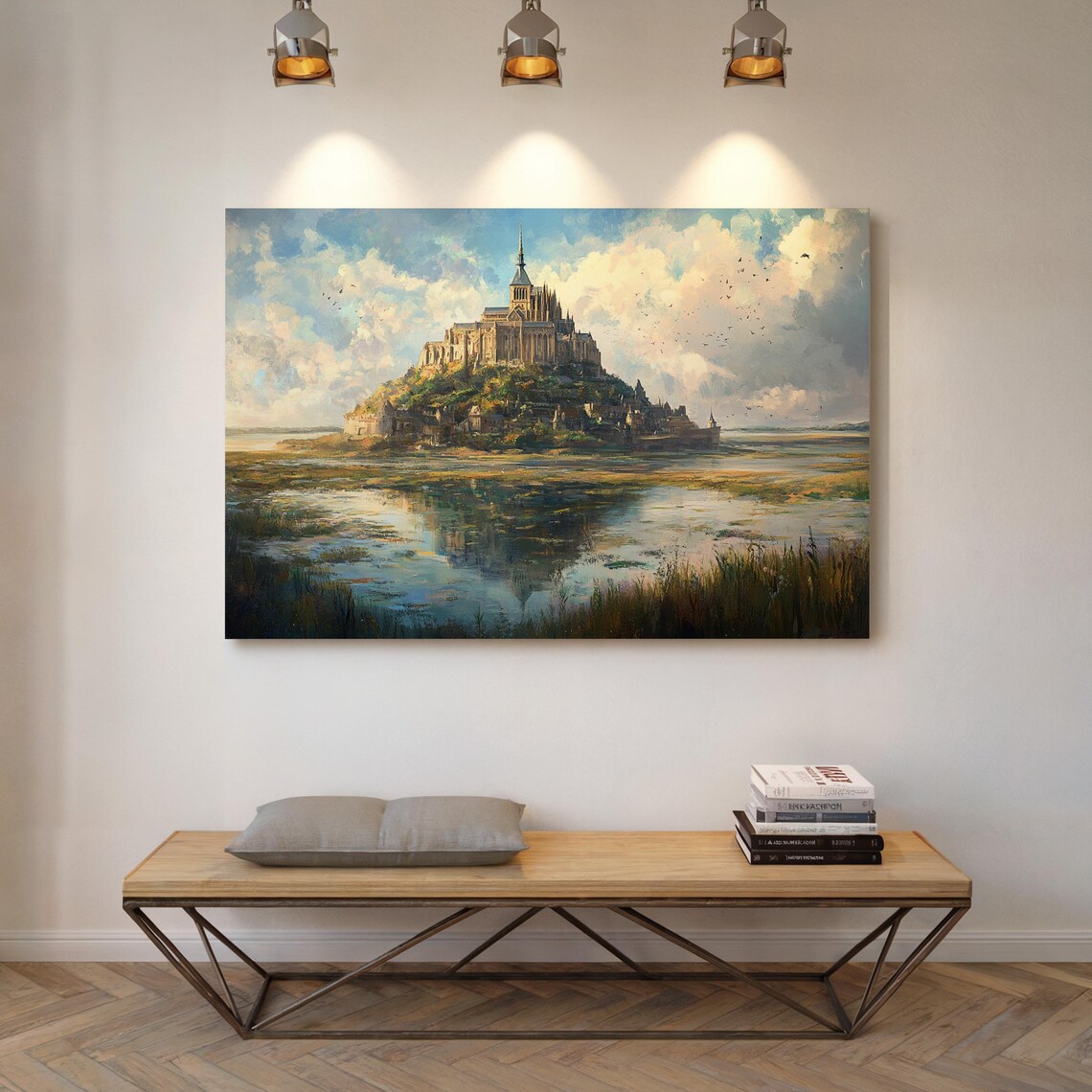 Mont Saint Michel Abbey Reflection Tidal Flats France Travel Poster - Image 3