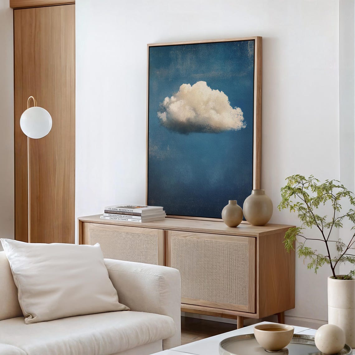 Minimalist Cloud Painting Dreamy Sky Wall Art Soft Blue Aesthetic Print Floating Cloudscape Decor - Image 3