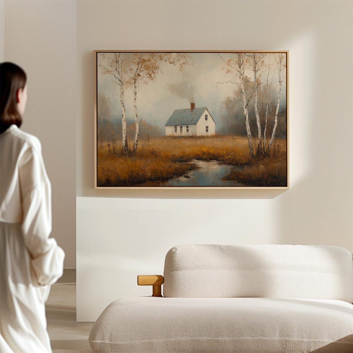 Misty Autumn Cottage Landscape, Rustic Fall Scene - Image 4