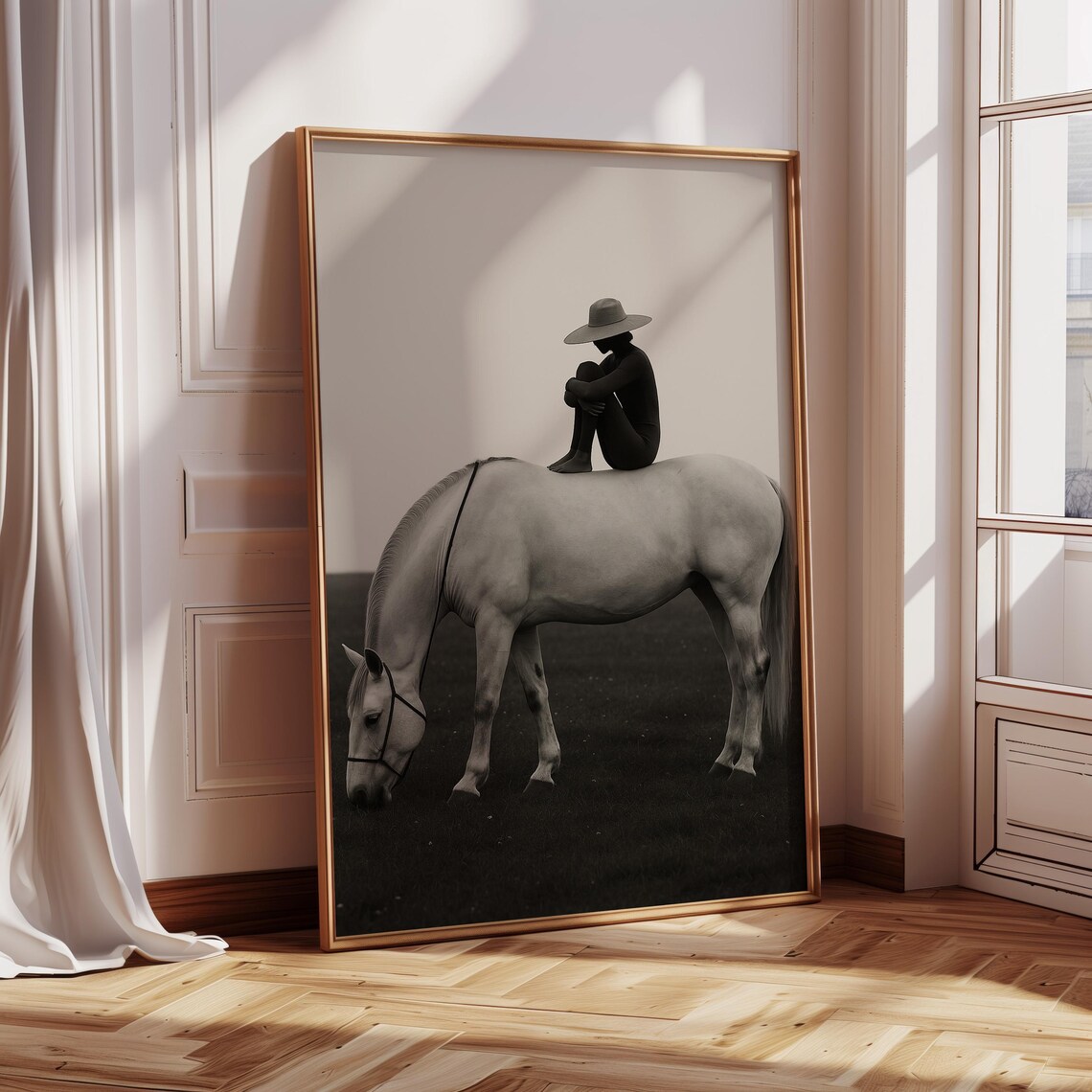 Minimalist Horse And Rider Art Print, Western Photography