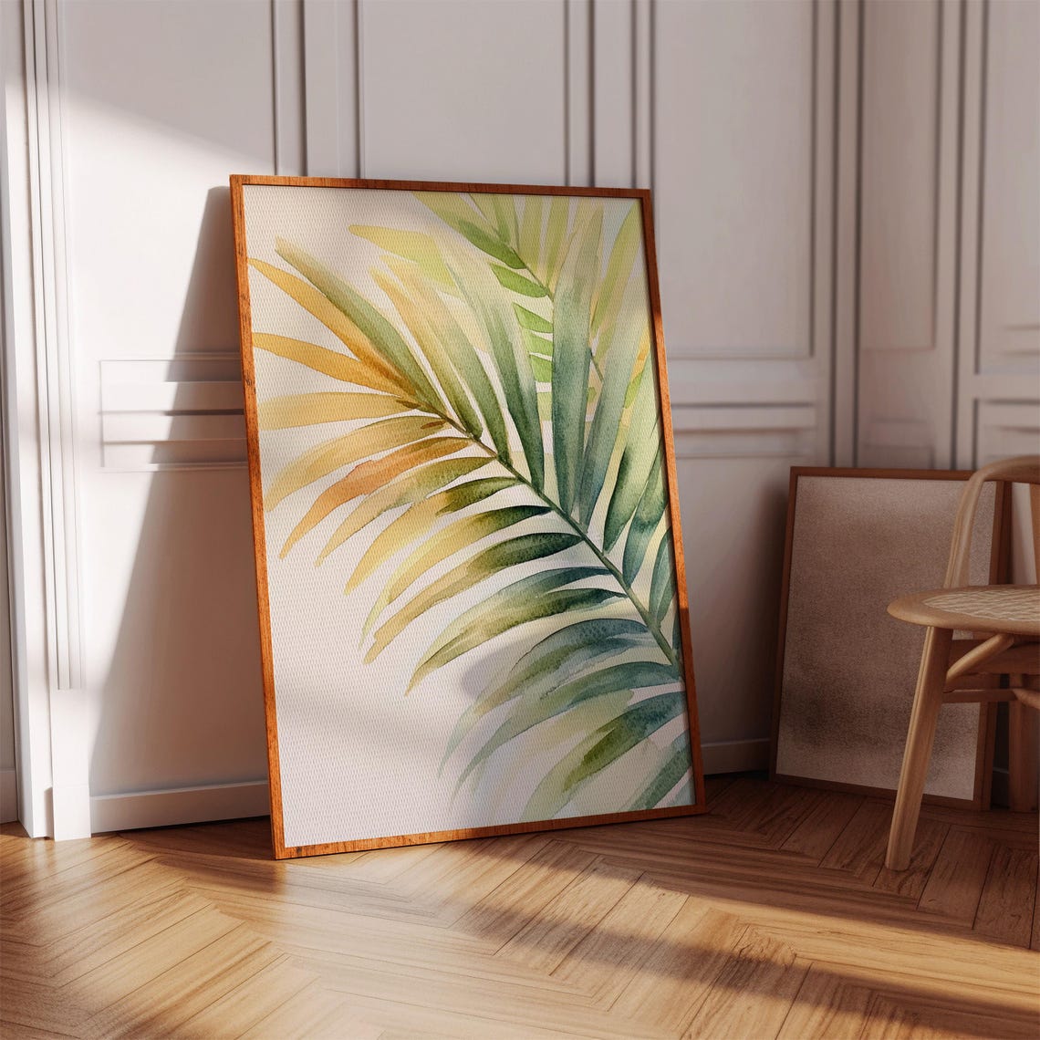 Sunlit Palm Leaf Watercolor, Tropical Botanical Art Print - Image 2
