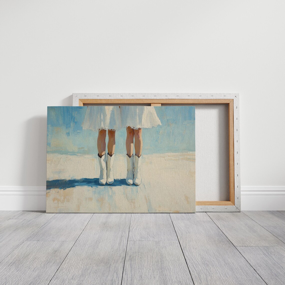 White Cowboy Boots Minimalist Beach Bride Painting Western Wall Poster - Image 2