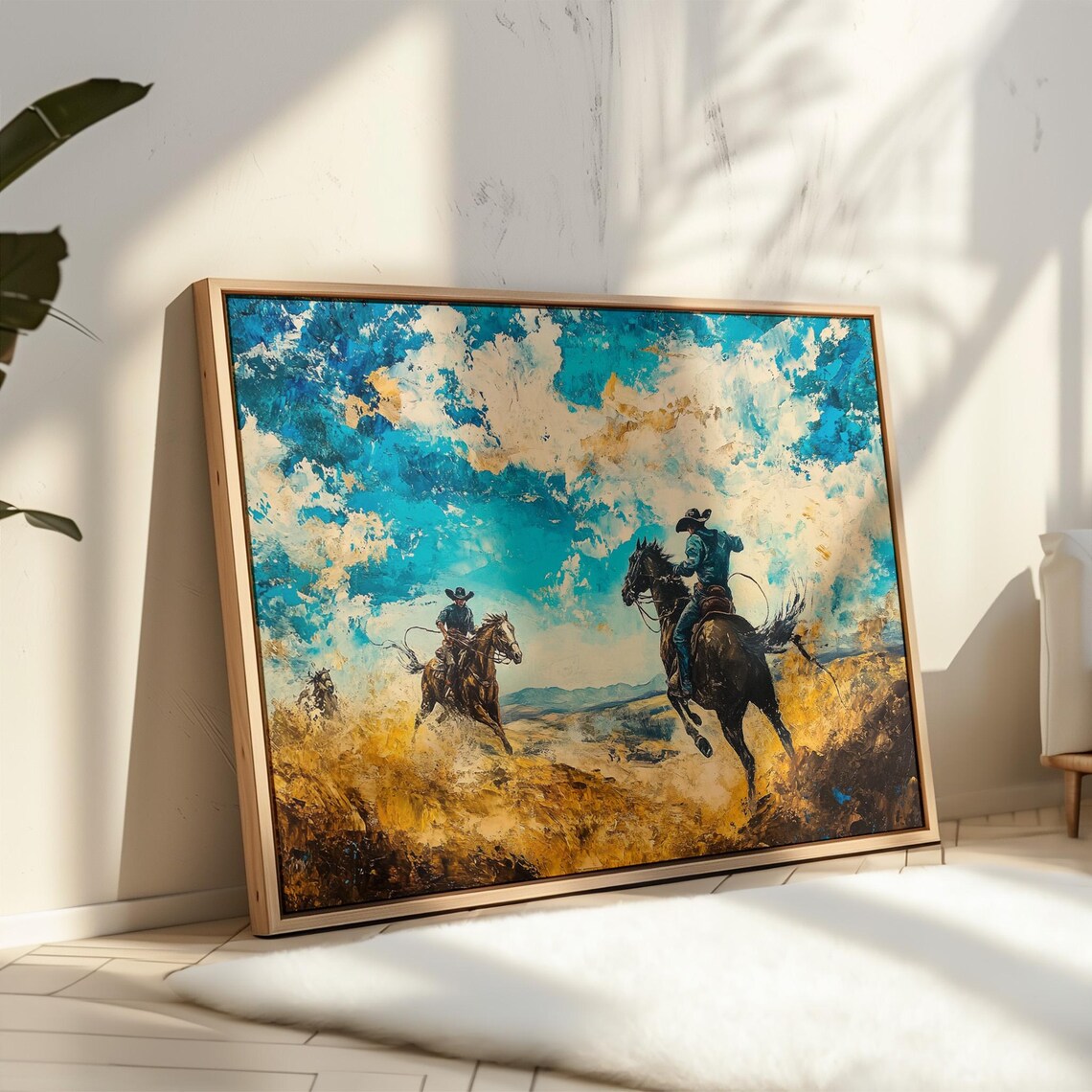 Western Cowboy Horseback Riding Art Print, Rustic Rodeo - Image 5