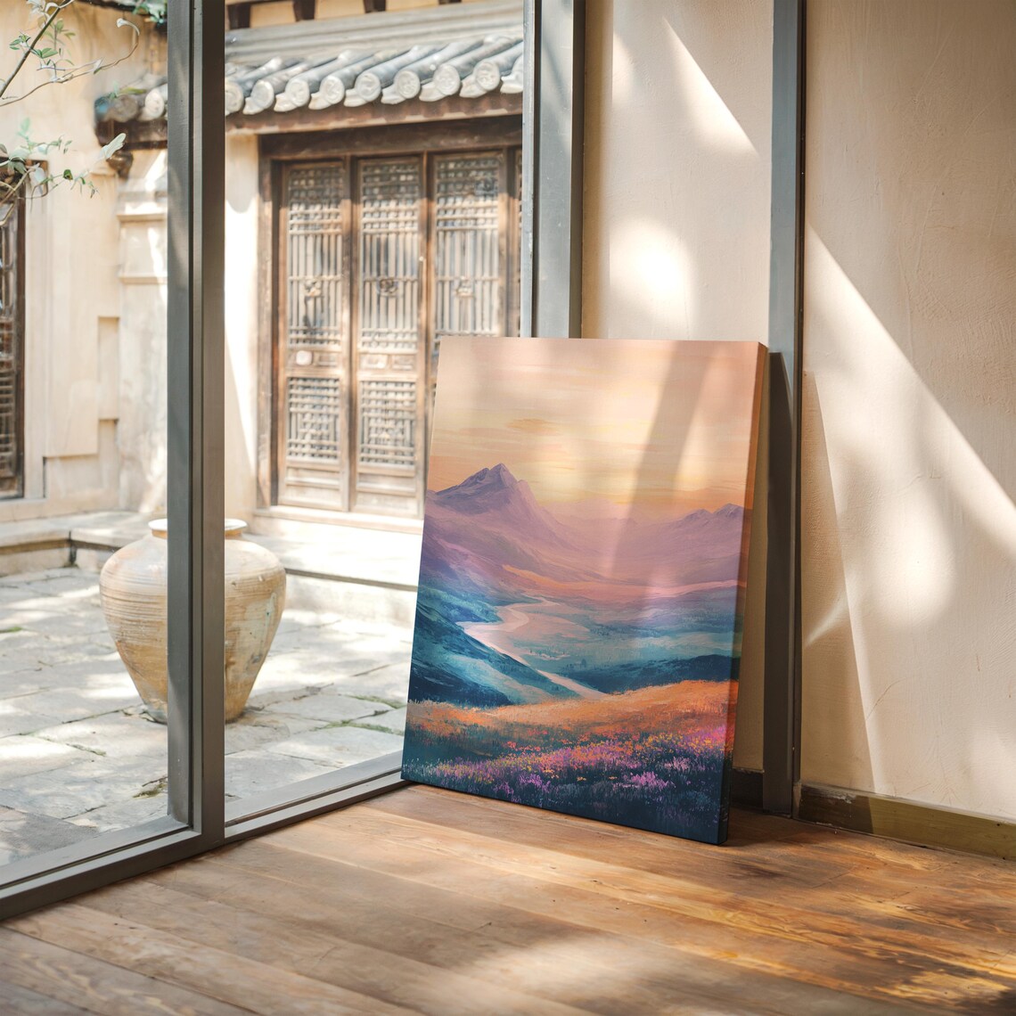 Tranquil River Valley At Sunset, Mountain Landscape - Image 2