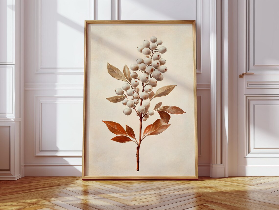 Vintage Botanical Print, White Berry Plant - Image 4