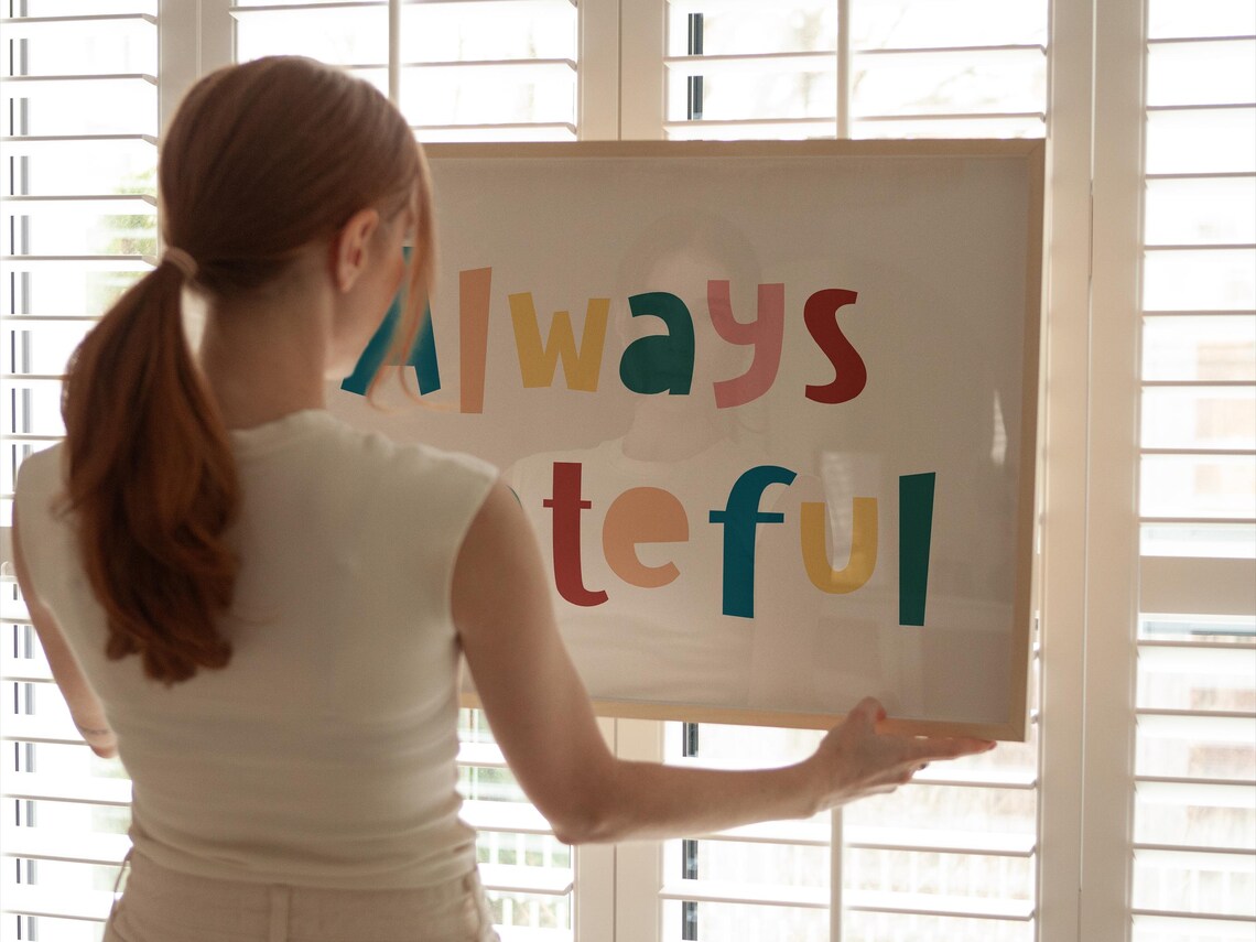 Always Grateful Colorful Retro Lettering Positive Quote Poster - Image 2