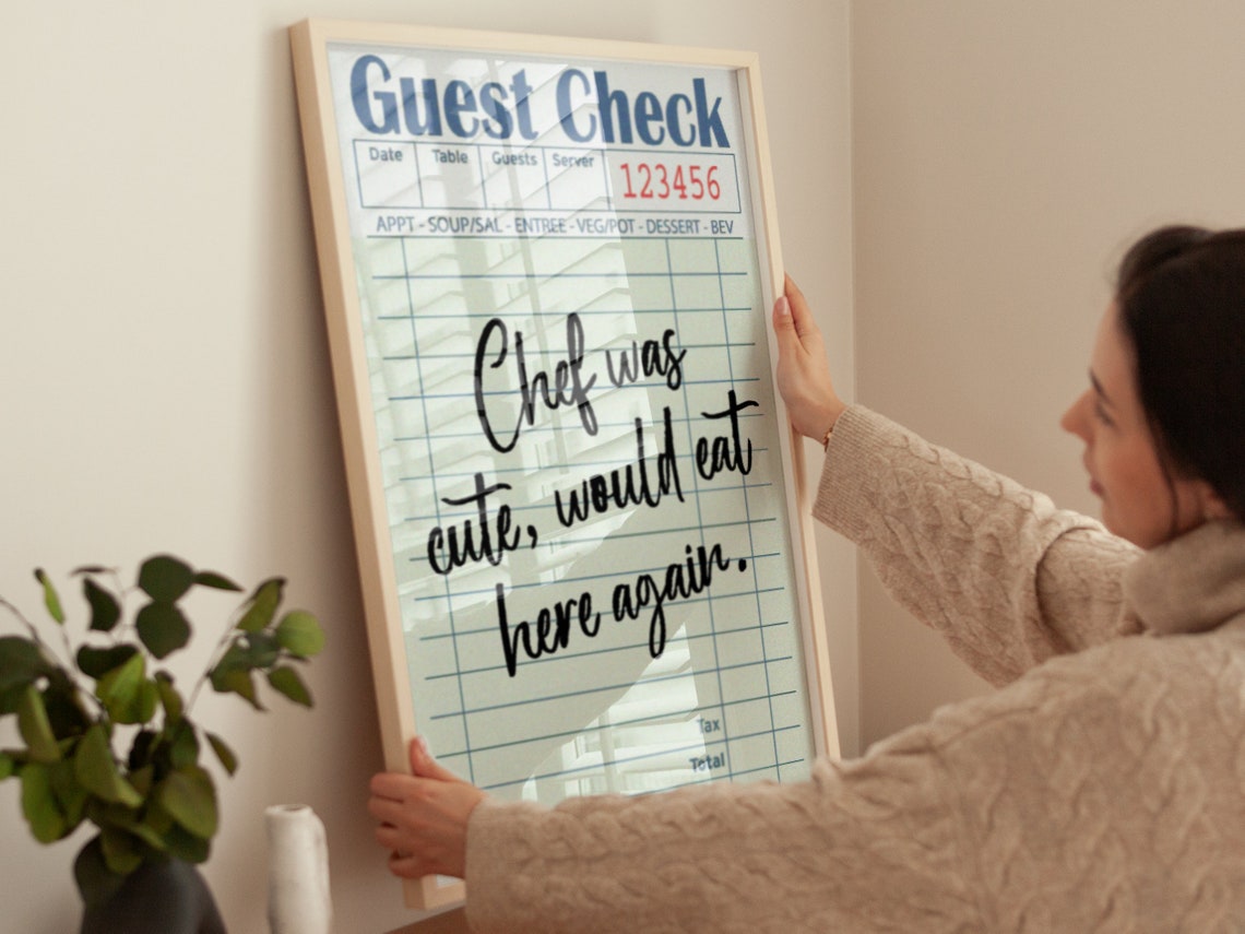 Guest Check Chef Was Cute Funny Restaurant Receipt Wall Art Print - Image 2
