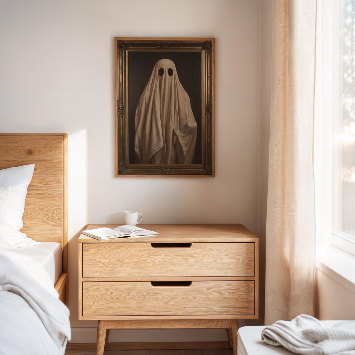 Vintage Ghost Portrait, Gothic Halloween Decor - Image 2