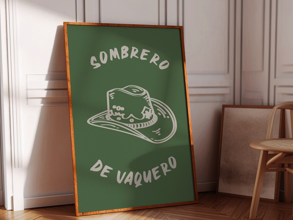 Sombrero De Vaquero Green Cowboy Hat Western Wall Art Poster - Image 2