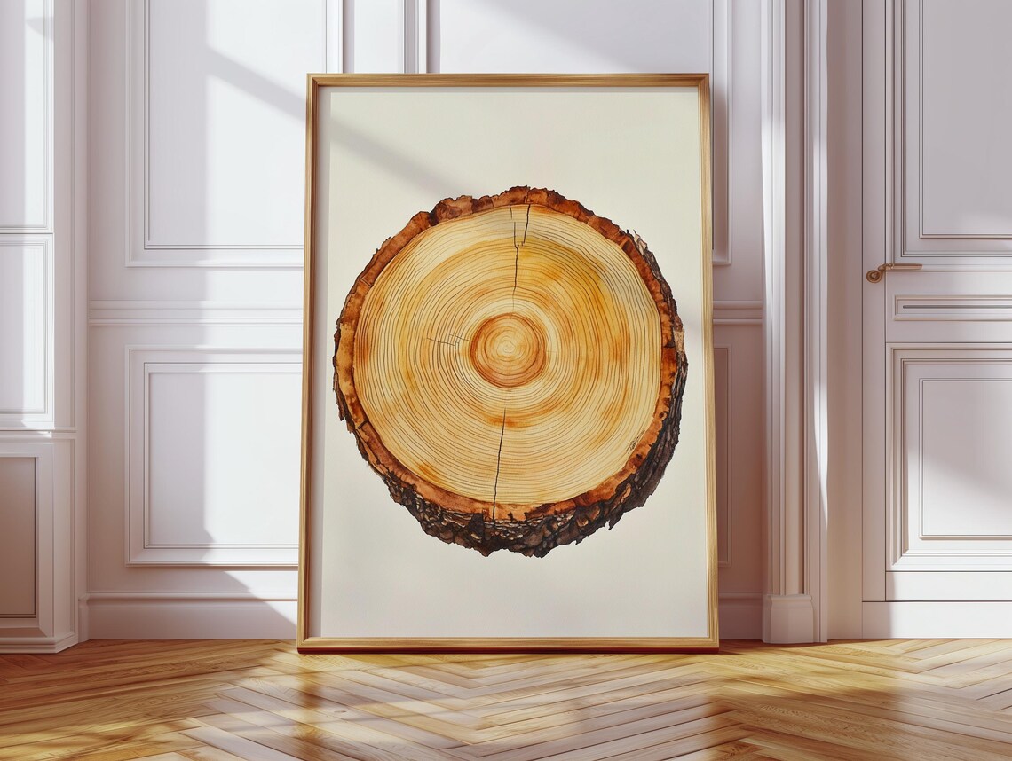 Tree Ring Watercolor, Rustic Botanical Illustration - Image 5