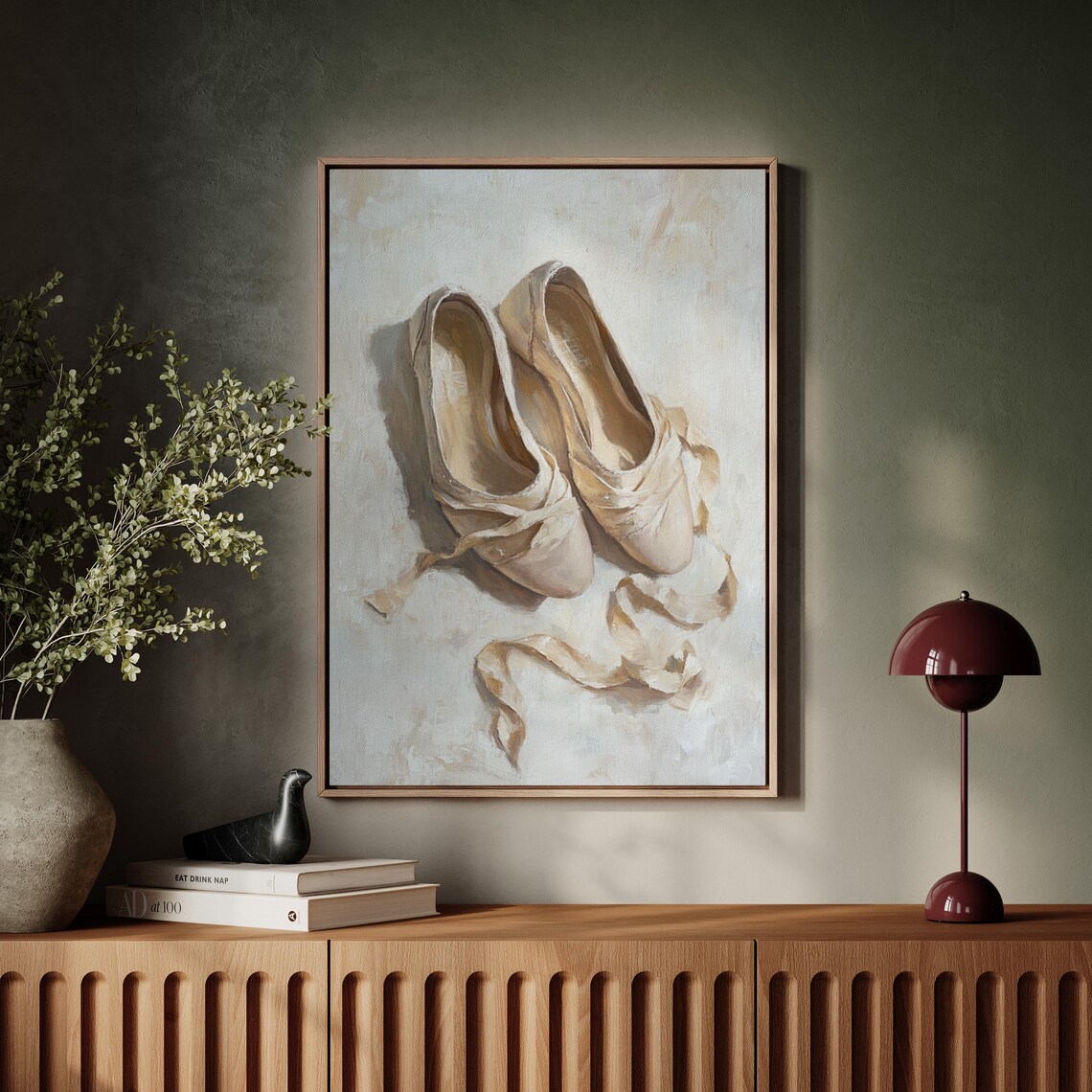 Classic Ballet Pointe Shoes With Ribbons Elegant Dance Art Print - Image 5