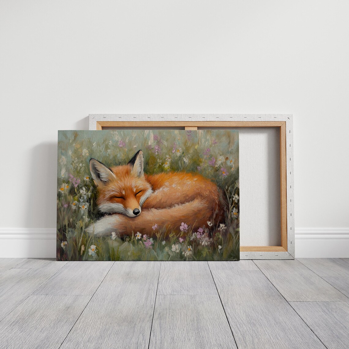 Sleeping Red Fox In Wildflower Meadow Peaceful Nature Animal Art Poster - Image 5