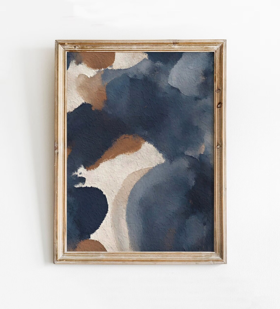 Navy Abstract Watercolor Art Print, Mid-Century Modern