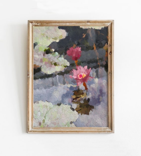 Water Lilies Oil Painting Print Monet Inspired Pond Art