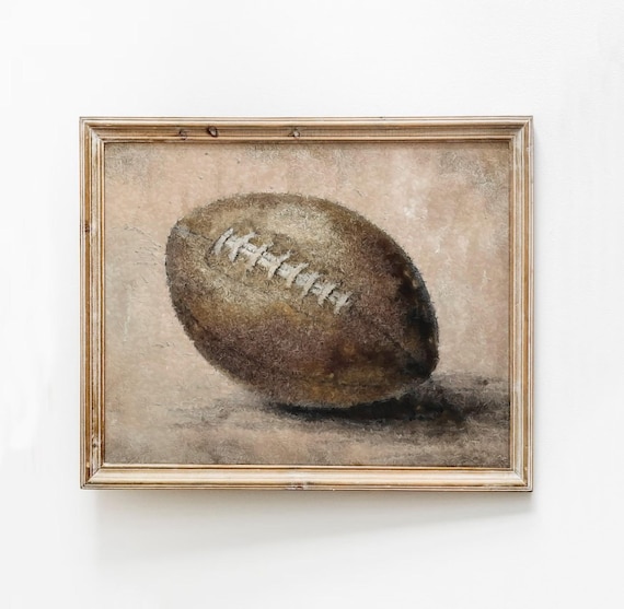 Vintage Football Print, Brown Abstract Sports Painting