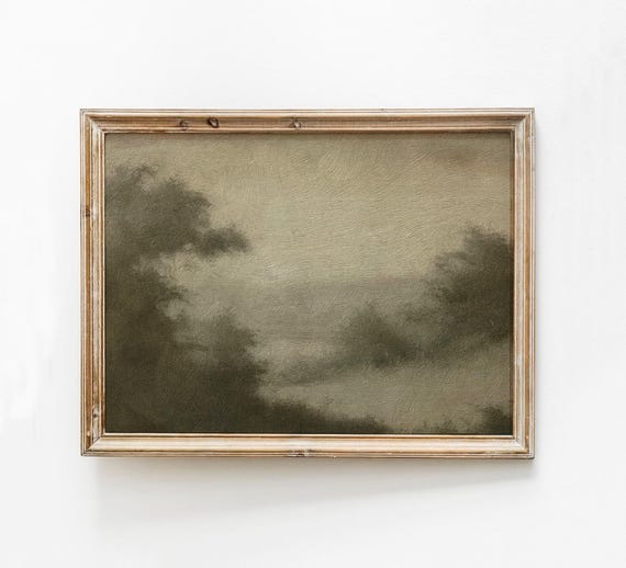 Earthy Landscape Abstract Art Moody Neutral Print Trees Watercolor Painting Modern Organic Decor Field Wall Vintage Beige