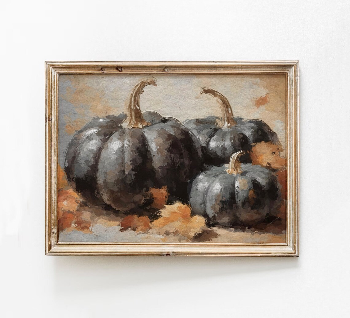 Black Pumpkins Moody Dark Autumn Harvest Still Life Fall Poster