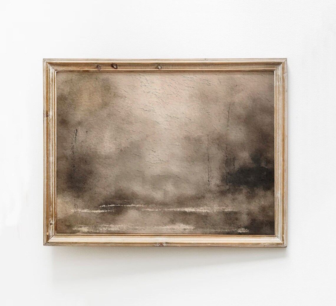 Moody Beige Abstract Watercolor Soft Neutral Tonal Landscape Poster