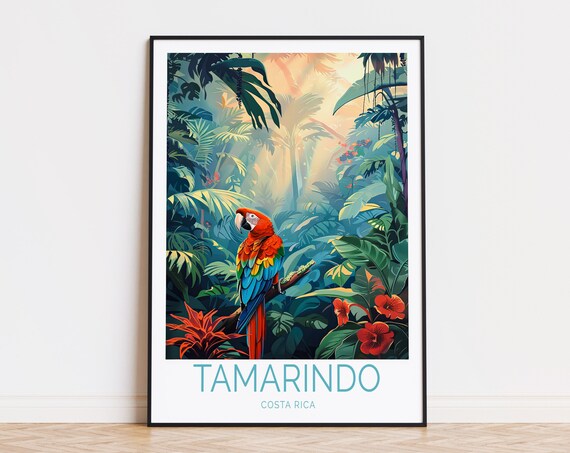 Tamarindo Costa Rica Scarlet Macaw In Jungle Bloom Travel Poster